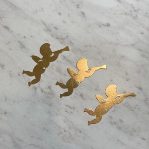 Cupid Angel Metal Die Cut Ornaments Lot of 3